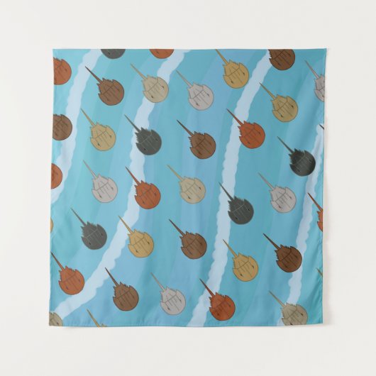 Horseshoe Crab Ocean Waves Wandteppich (Vorderseite (Horizontal))