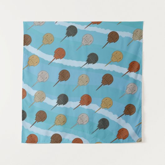 Horseshoe Crab Ocean Waves Wandteppich (Vorderseite)