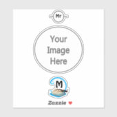 Horseshoe Crab Playing in der Water Monogram Aufkleber (Blatt)