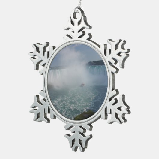 Horseshoe Falls in Niagara Falls Schneeflocken Zinn-Ornament (Rechts)