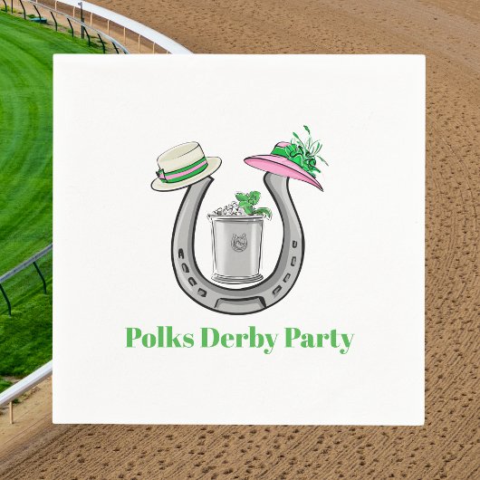 Horseshoe, Fancy Hats, Mint Julep Derby Custom Serviette