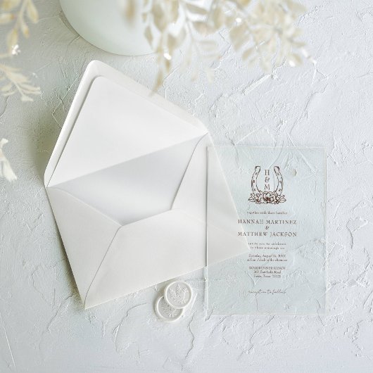 Horseshoe & Floral Western Country Boho Wedding Acryleinladungen