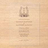 Horseshoe & Floral Western Country Boho Wedding Acryleinladungen (Vorderseite)