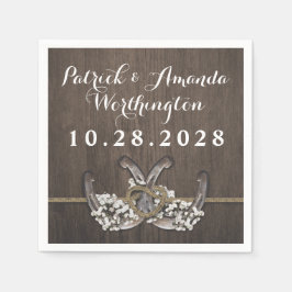 Horseshoe Gipskraut Rustic Wedding Napkins Serviette