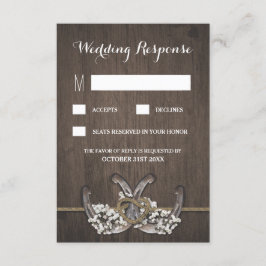 Horseshoe Gipskraut Rustikale Hochzeitskarten RSVP Karte