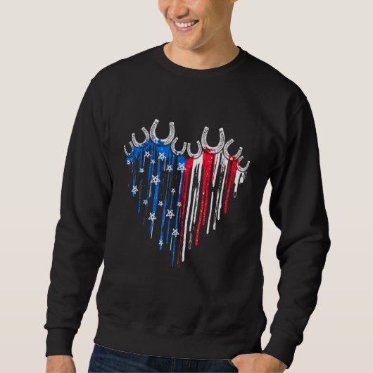 Horseshoe Heart American Flag Independence Day Sweatshirt (Vorderseite)