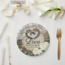 Horseshoe Heart Lace Hydrangea Polterabend Pappteller