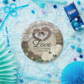 Horseshoe Heart Lace Hydrangea Polterabend Pappteller (Party)