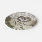 Horseshoe Heart Lace Hydrangea Polterabend Pappteller (Schrägansicht)