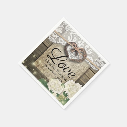 Horseshoe Heart Lace Hydrangea Polterabend Serviette (Ecke)