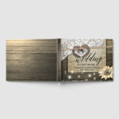 Horseshoe Heart Lace Sunflower Wood Polterabend Gästebuch (Voll)