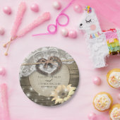 Horseshoe Heart Lace Sunflower Wood Polterabend Pappteller (Party)