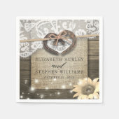 Horseshoe Heart Lace Sunflower Wood Polterabend Serviette (Vorderseite)