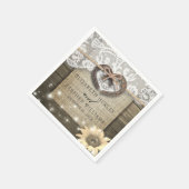 Horseshoe Heart Lace Sunflower Wood Polterabend Serviette (Ecke)