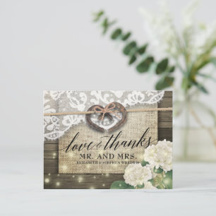 Horseshoe Hydrangea Country Wood Wedding Vielen Da Postkarte