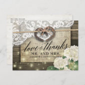 Horseshoe Hydrangea Country Wood Wedding Vielen Da Postkarte (Vorne/Hinten)