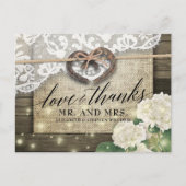 Horseshoe Hydrangea Country Wood Wedding Vielen Da Postkarte (Vorderseite)