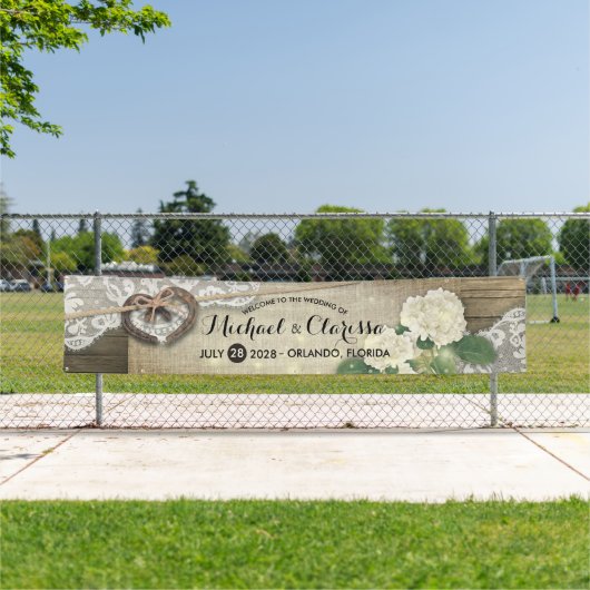 Horseshoe Hydrangea Land Rustikale Hochzeit Willko Banner (Insitu)