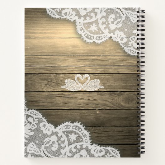 Horseshoe Hydrangea Wood Country Wedding Gäestbook Notizblock (Rückseite)