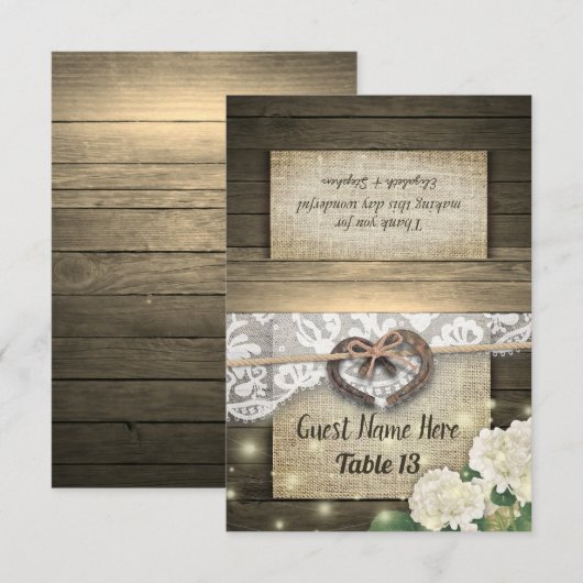 Horseshoe Hydrangea Wood Lace Wedding Tischnummer (Vorne/Hinten)