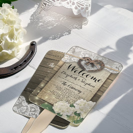 Horseshoe Hydrangea Wood Wedding Programs Hand Fan Fächer