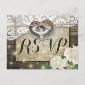 Horseshoe Hydrangea Wood Wedding RSVP Kindly Antwo Einladungspostkarte (Vorderseite)