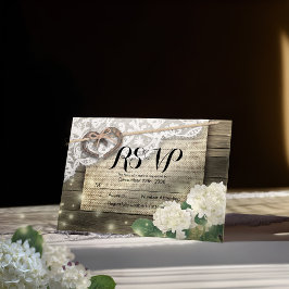 Horseshoe Hydrangea Wood Wedding RSVP Kindly Antwo Karte