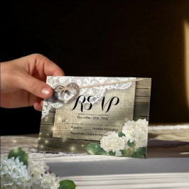 Horseshoe Hydrangea Wood Wedding RSVP Kindly Antwo Karte