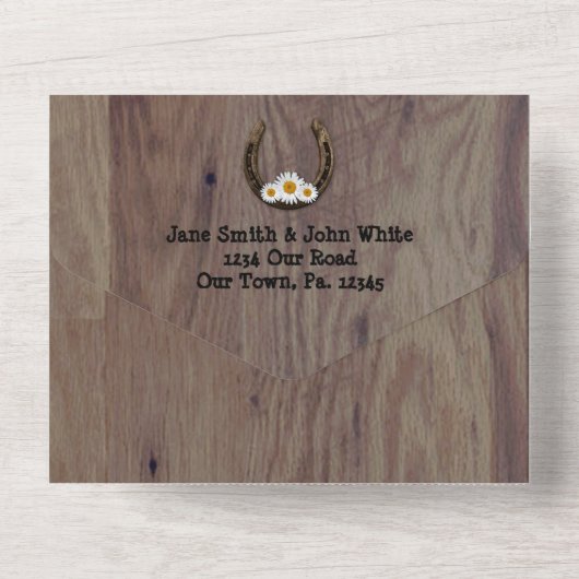 Horseshoe in einer Hochzeitseinladung All In One Einladung (Rückseite)