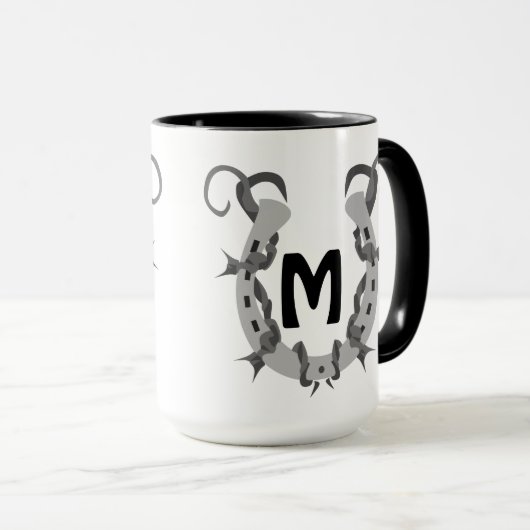Horseshoe in Stacheldraht Tasse (VorderseiteRechts)