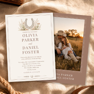 Horseshoe Kaktus Western Country Foto Hochzeit Einladung