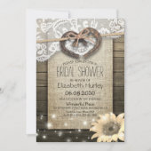 Horseshoe Lace Burlap Sonnenblume Brautparty Einladung (Vorderseite)