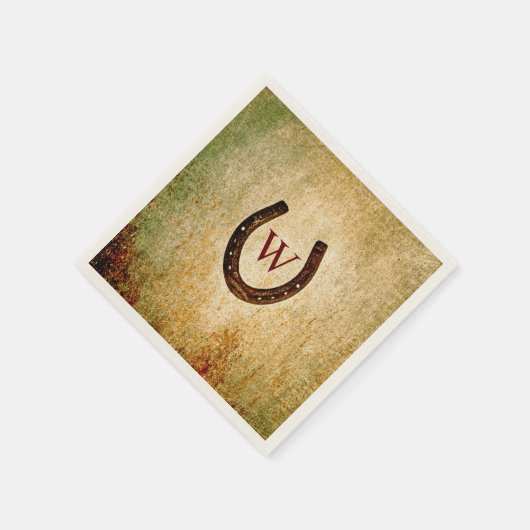 Horseshoe Mit Monogramm Cocktail Napkin Serviette (Ecke)