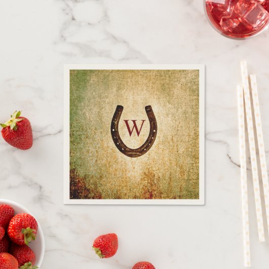Horseshoe Mit Monogramm Cocktail Napkin Serviette (Beispiel)