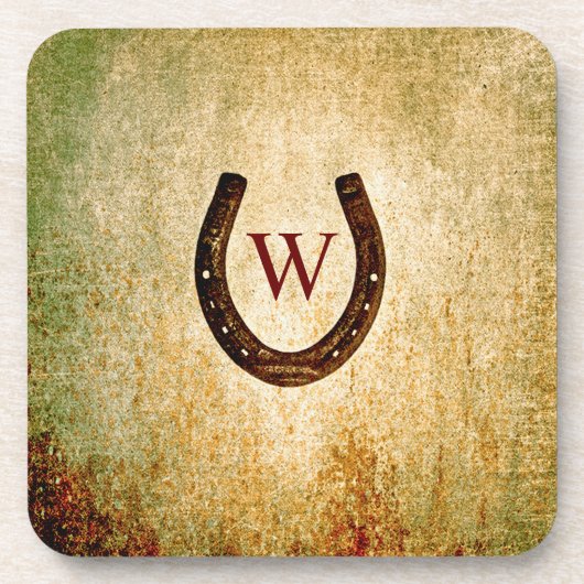 Horseshoe Mit Monogramm Getränkeuntersetzer (Vorderseite)