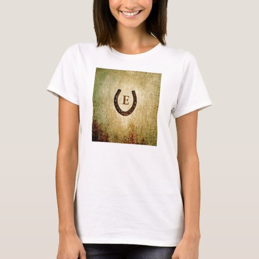 Horseshoe Mit Monogramm Personalisiert T-Shirt (Vorderseite)