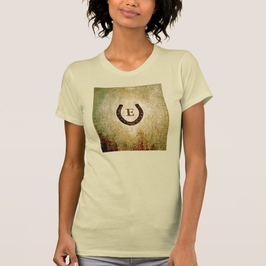 Horseshoe Mit Monogramm Personalisiert T-Shirt (Vorderseite)