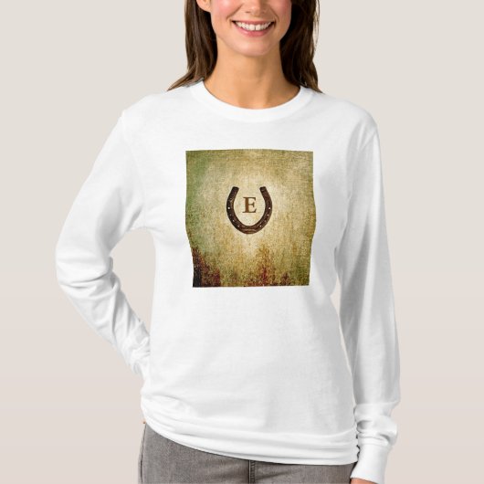 Horseshoe Mit Monogramm Personalisiert T-Shirt (Vorderseite)