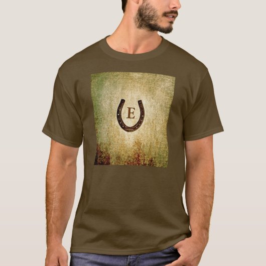 Horseshoe Mit Monogramm Personalisiert T-Shirt (Vorderseite)
