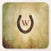 Horseshoe Mit Monogramm Rechteckiger Pappuntersetzer (Vorderseite)
