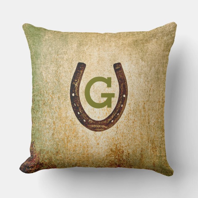 Horseshoe Monogram Initial to Personalize Kissen (Vorderseite)