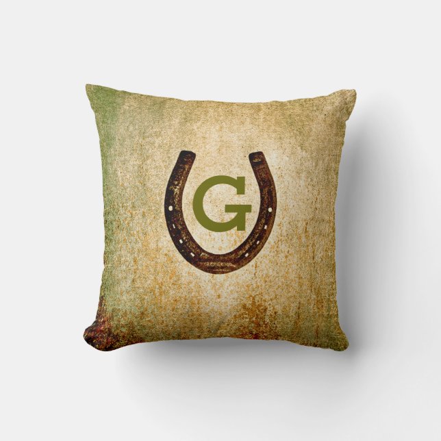 Horseshoe Monogram Initial to Personalize Kissen (Vorderseite)