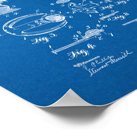 Horseshoe Patent - Blueprint Poster (Ecke)