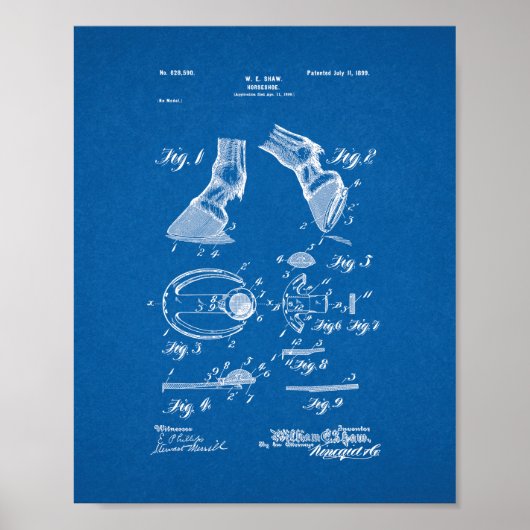 Horseshoe Patent - Blueprint Poster (Vorne)