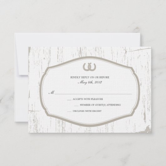 Horseshoe Rustic Barn Wedding RSVP Karte (Vorderseite)