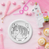 Horseshoe Schwarz-weißer Western Hochzeitsfeier Pappteller (Party)