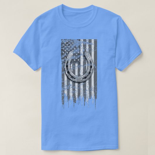 Horseshoe Shirt Horse Lover Gift US Flag Lucky Hor (Design vorne)
