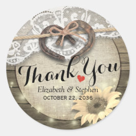 Horseshoe Sonnenblume Land Hochzeit Vielen Dank Runder Aufkleber