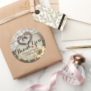 Horseshoe Sonnenblume Land Hochzeit Vielen Dank Runder Aufkleber