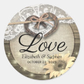 Horseshoe Sonnenblume Land Hochzeit Vielen Dank Runder Aufkleber (Vorderseite)